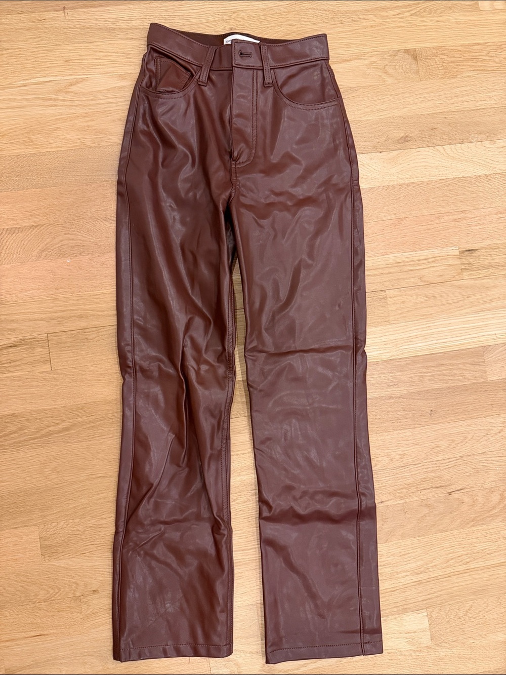 Abercrombie & Fitch Faux Leather Straight-Leg Pants in Brown